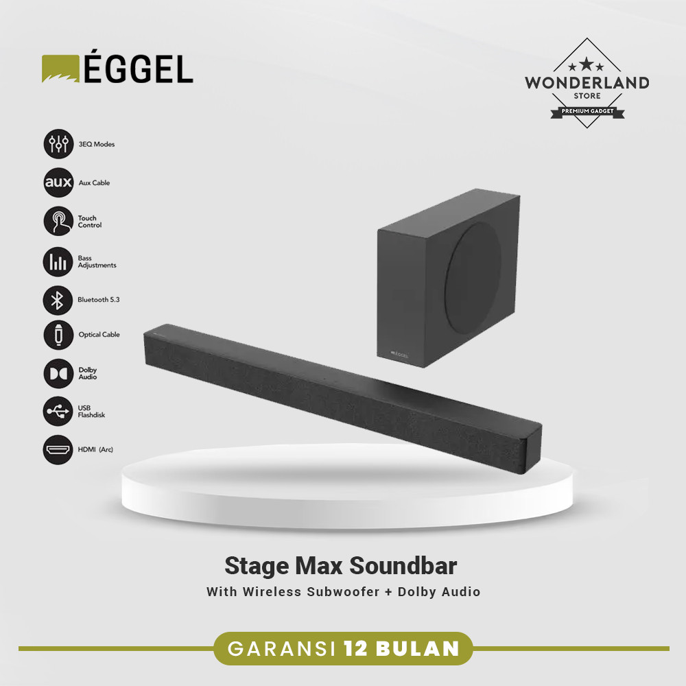 Eggel Stage Max Soundbar / Sound Bar with Wireless Subwoofer + Dolby Audio StageMax