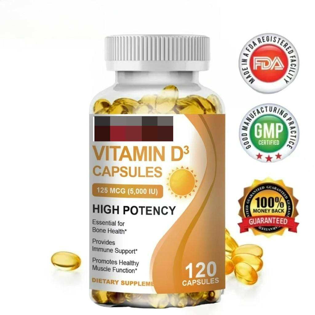 Kapsul Vitamin D3 5000IU 120pcs – Suplemen Tulang Kuat & Imunitas Tinggi, Peningkat Mood & Energi Su