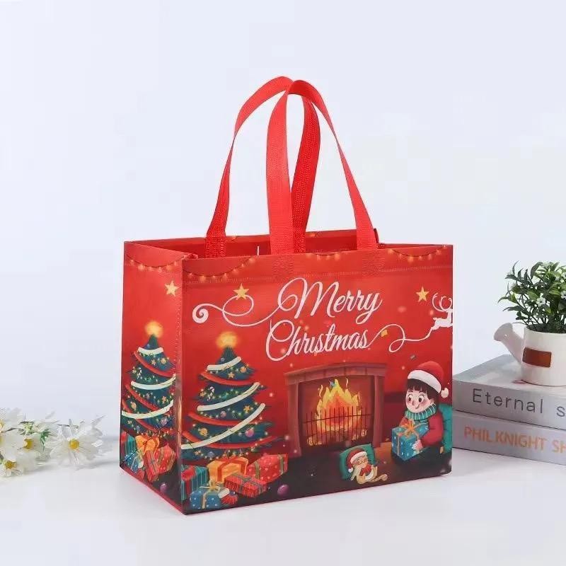 Totebag Spunbond Motif Natal / Goodie bag Edisi Natal / Spunbond Bag Chistmas
