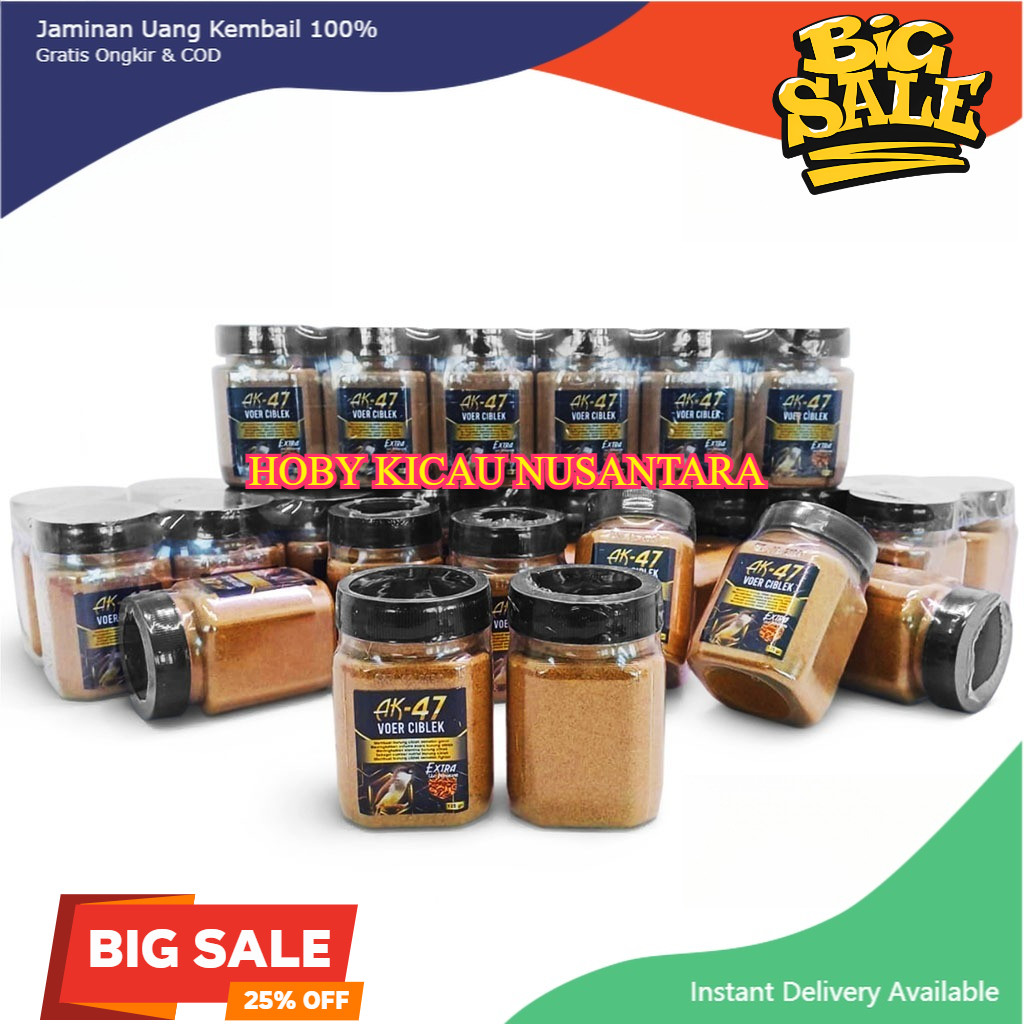 AK 47 Voer Ciblek 125gr Extra Ulat Hongkong Pakan Voer Pur Burung Ciblek Kristal Sawah Jawa Prenjak 