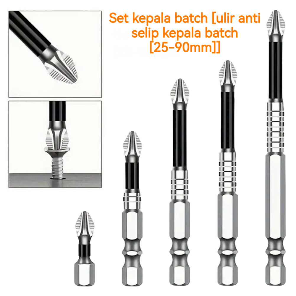 Set Obeng Listrik Phillips 5 Pcs, Bit Kuat dan Anti Slip, Baja Kekerasan Tinggi