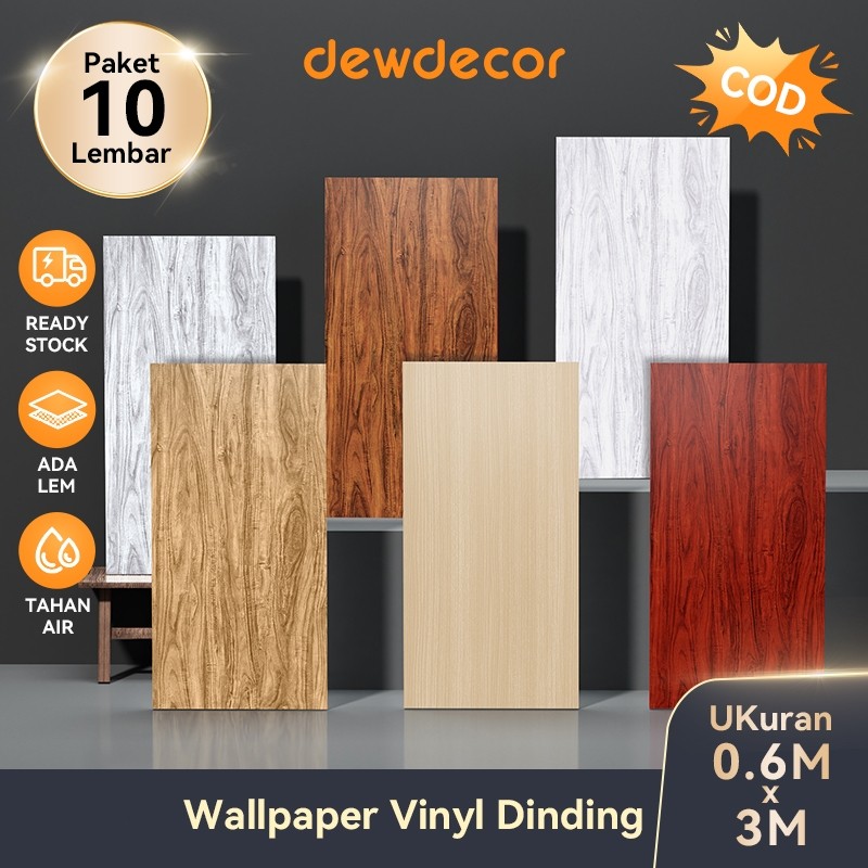 [30cmx60cm] Paket 10 Lembar Wallpaper Dinding Vinyl Motif Marble / Kayu / Granit Premium Tebal 2.5mm