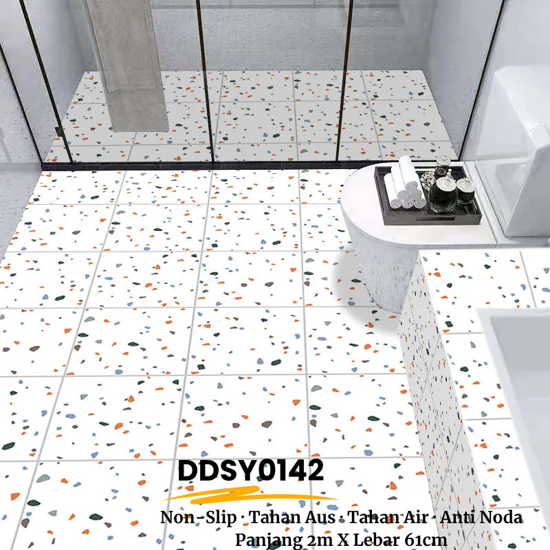 Wallpaper Kamar Mandi Anti Licin Perekat Diri 60x200cm Stiker Tebal Lantai Anti Air Tahan Aus Toilet