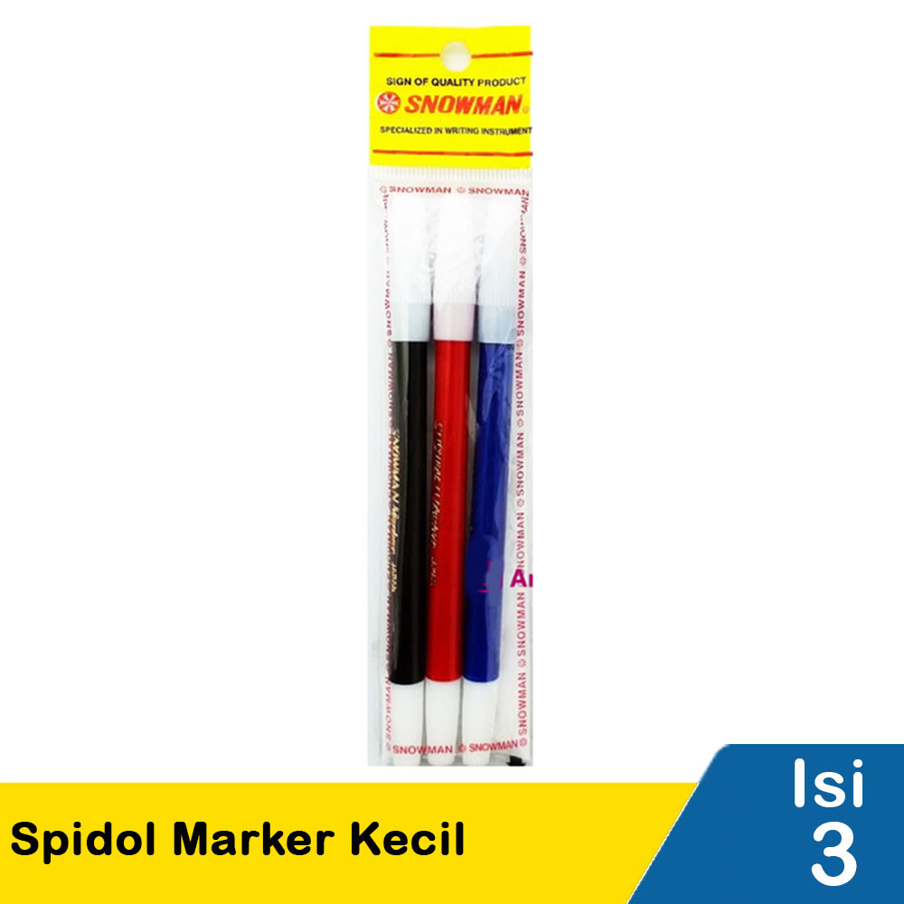 SNOWMAN SPIDOL MARKER KECIL 3'S MERAH,BIRU,HTM