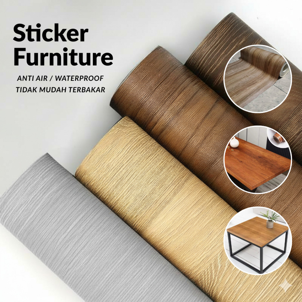 Stiker Serat Kayu Furniture 60X100CM Premium Wallpaper Lemari Stiker Meja Kayu Anti Air