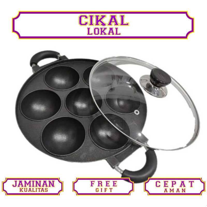 Cetakan Kue Bikang Teflon 7 Cekung Apem Lumpur Bikang / Cetakan Kue Apem 7 Lubang CEKUNG / Pan Cetak