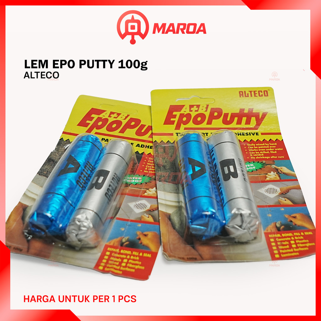 Alteco Epo Putty 100g Lem Epoxy Tahan Panas Anti Bocor Pipa Besi Logam Perekat Kuat maroa