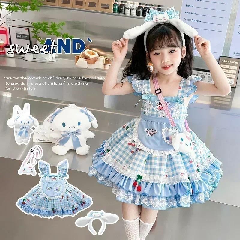 Sanrio Cinnamoroll Children's CosPlay Kuromi Dress Blue Girl Strap Skirt My Melody Dress Princess Dr