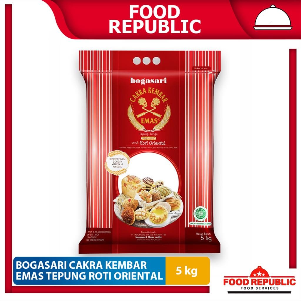 TEPUNG CAKRA KEMBAR ORIENTAL 5 KG - TEPUNG ROTI BOGASARI HALAL PREMIUM