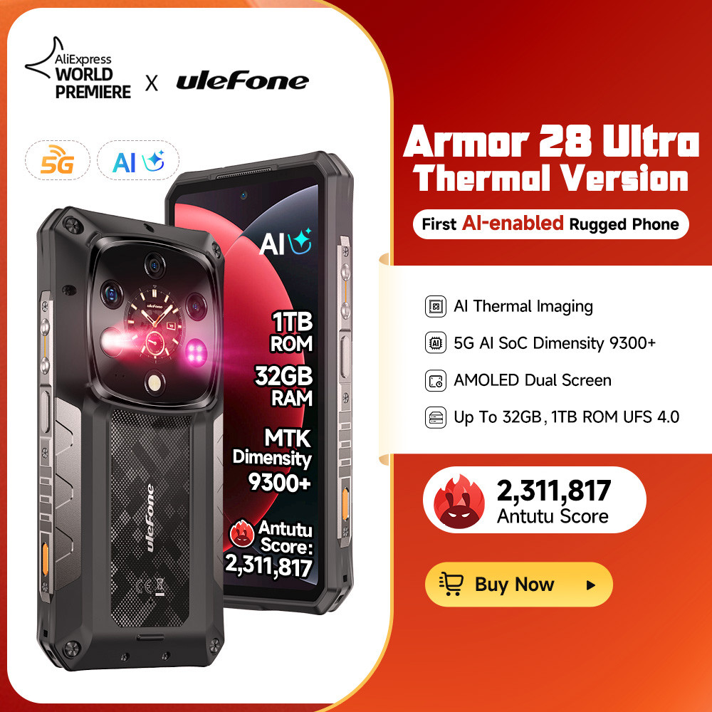 Ulefone AI Armor 28 Ultra 5G Thermal Imaging Rugged Phone MTK mensity 9300+ AMOLED Android Smartphon
