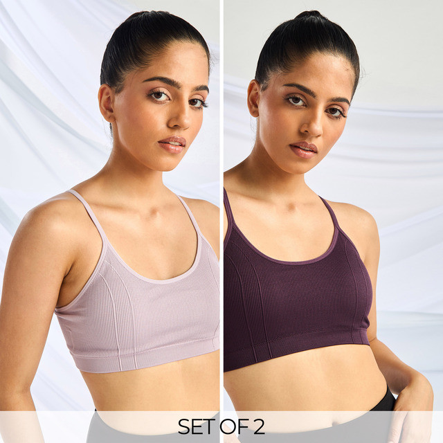 Max Fashions Atasan Wanita Pack of 2 - Ribbed Seamless Sports Bra