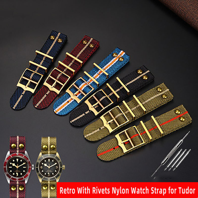 Suitable for Tudor Qieng Biwan series bronze flower small red flower 1958 black gold IWC nylon canva