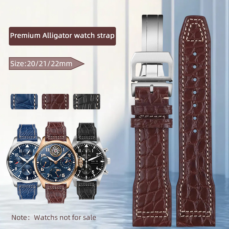 For IWC Alligator Leather Wat Band Mark 18 17 20 Portugeser/ronograph IW371446 Portofino Pilot Needl