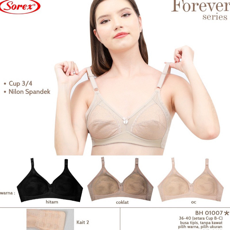 Bh Bra Sorex 01007 (Cup A-B) 34-40 Kait 2 Brokat Tanpa Busa Tanpa Kawat kyjc >kenakakebaya<