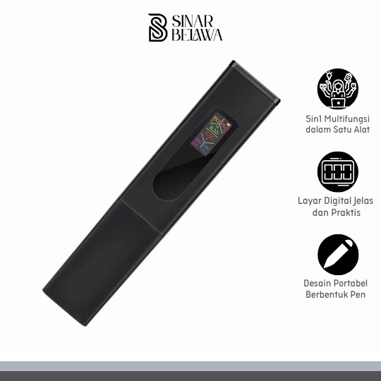 Alat Ukur Kualitas Air Digital 5in1 PH EC TDS Meter Pen