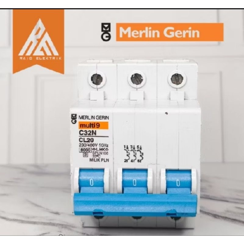 MCB PLN MERLIN GERIN 3phase 10A 16A 20A 25A 35A 50A original dan bergaransi