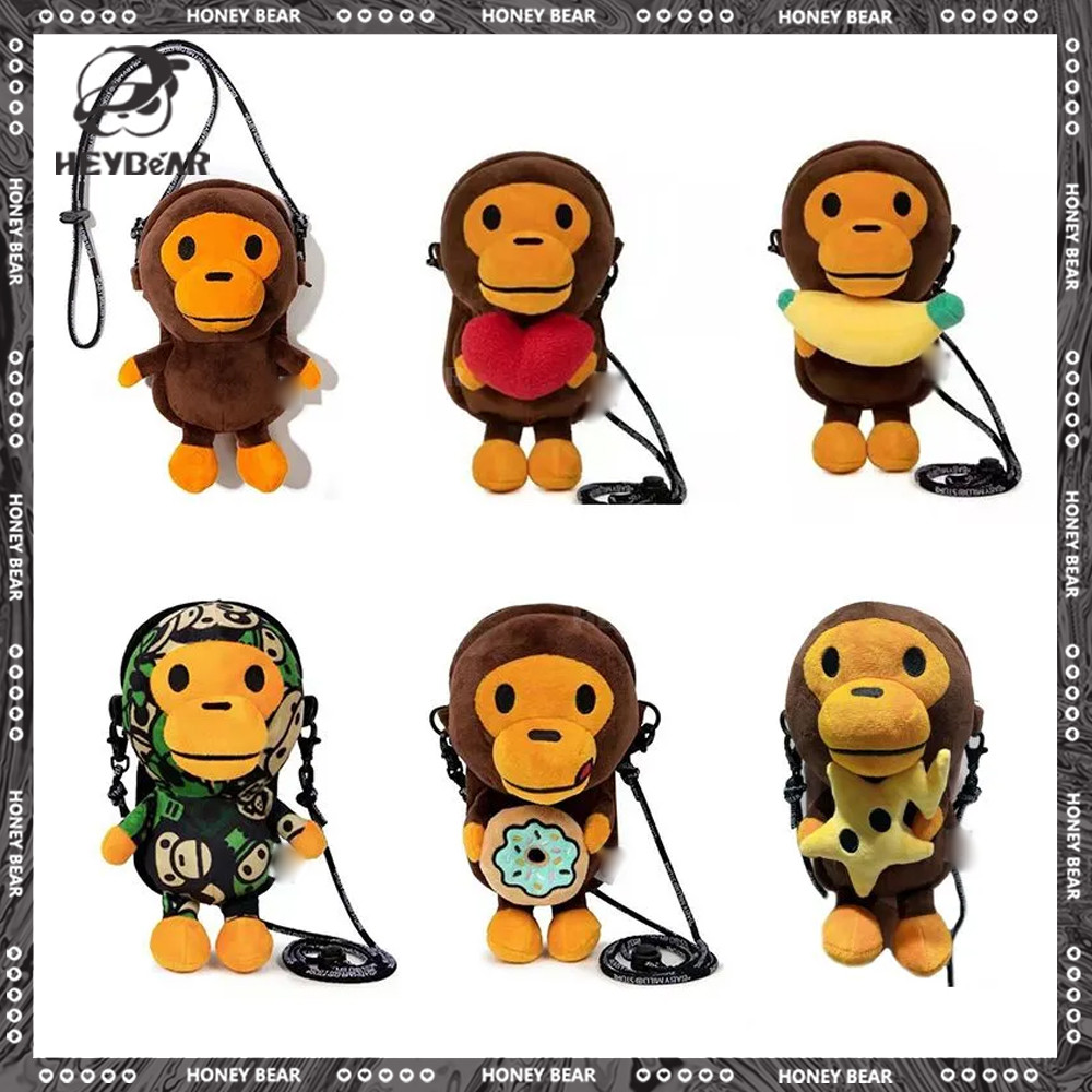 Japan Monkey Mobile Bag Transparent Surface Cartoon Figure Shoulder Bag Monkey Holding Bananas Plush