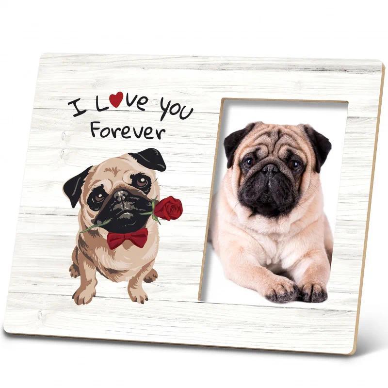 Pug Dog I Love You Picture Photo Frame, Pug Valentines 10x8 Inch Tabletop Photo Frame, Pug Lover Gif