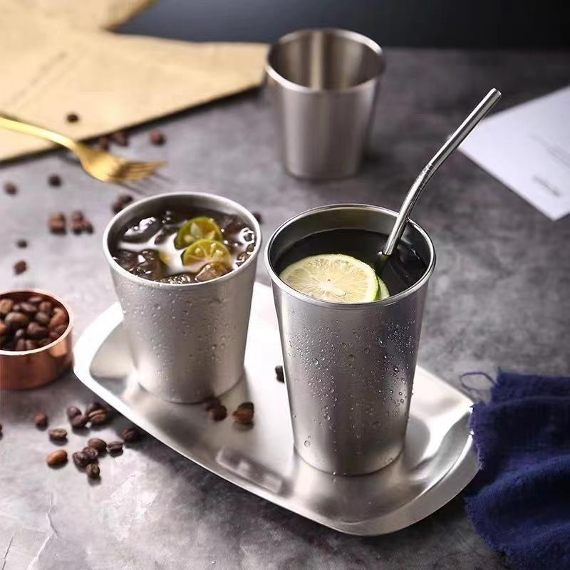 Gelas Stainless Steel 200/400/600 ml Gelas Kopi Gelas Anti Pecah Gelas Bir Gelas Anak Muk Stainless