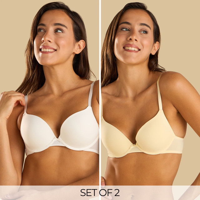 Max Fashions 2Pk Yellowsnw Wht Plng Bra Yellow Light