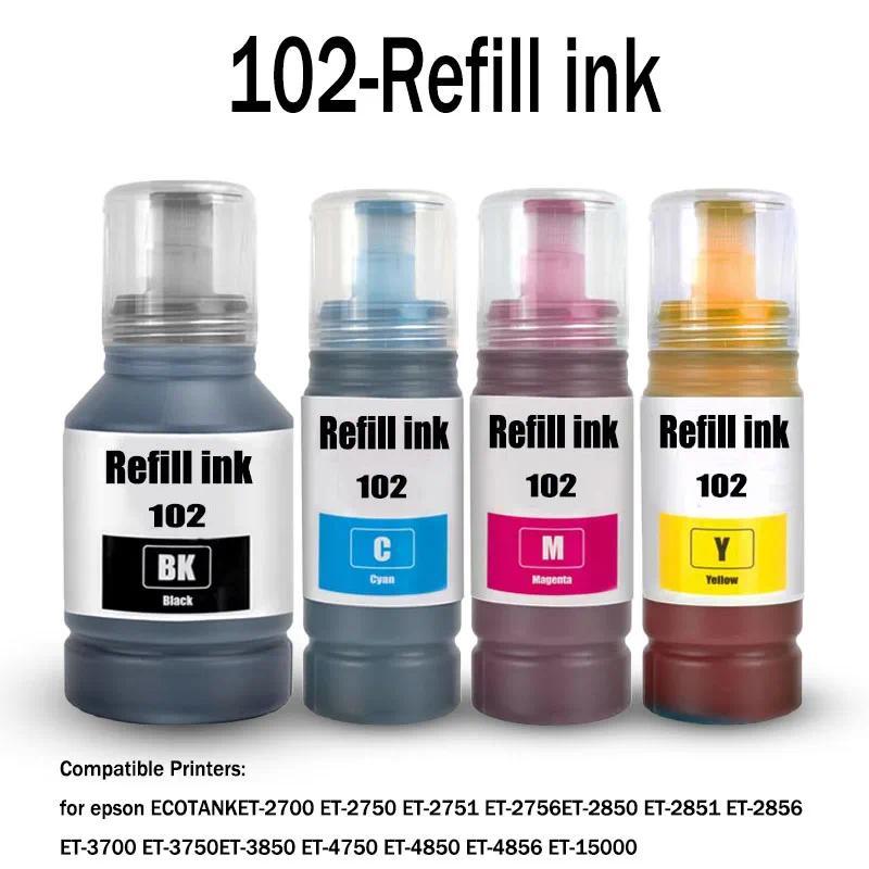 for epson 102 ink compatible 102 Refill Dye ink For ECOTANK ET2700 ET2750 ET2751 ET2850 ET3700 ET475
