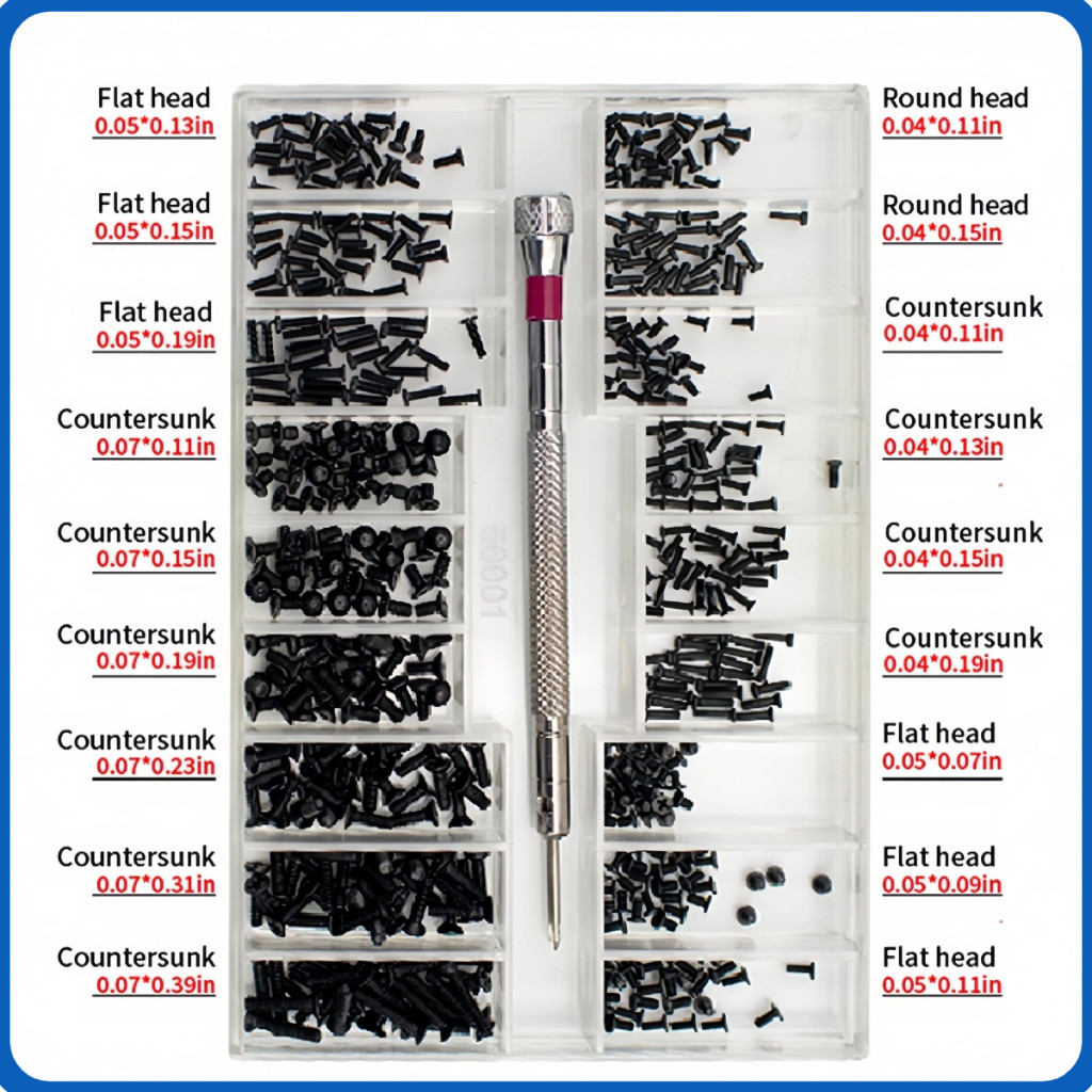 Baut Mini 500pcs Set Baut Mini Kit Reparasi HP Laptop Jam Tangan Kacamata Sekrup Universal Lengkap A