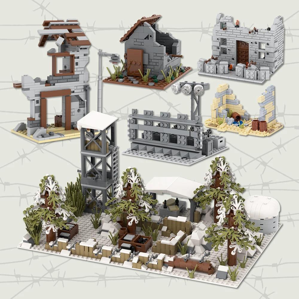 MOC WW2 Battlefield Brick Military Installation   Compatible Figure Building Block Toys For Children