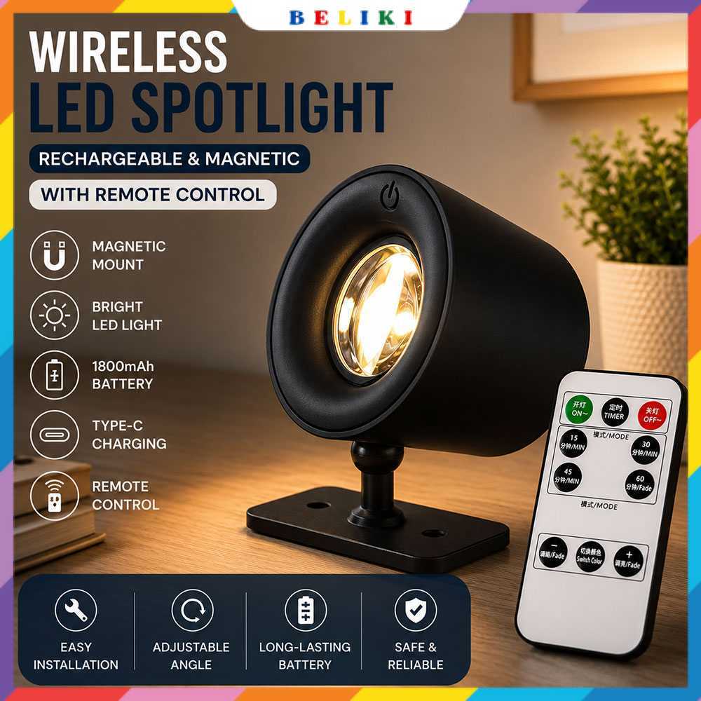 Lampu Baca Magnetik Wireless Led Spotlight Rechargeable 1800mAh - JG001