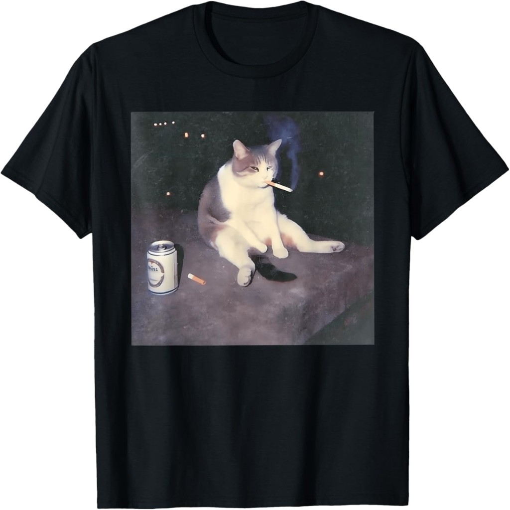 Kaos Meme Kucing Lucu Merokok