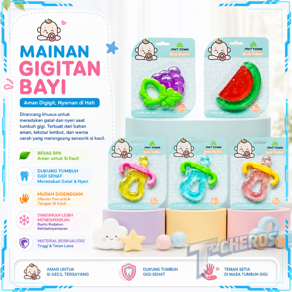 Mainan Gigitan Bayi BPA Free Gel Silicon Isi Air Steril Water Teether Bayi Balita 3-12 Bulan Lembut