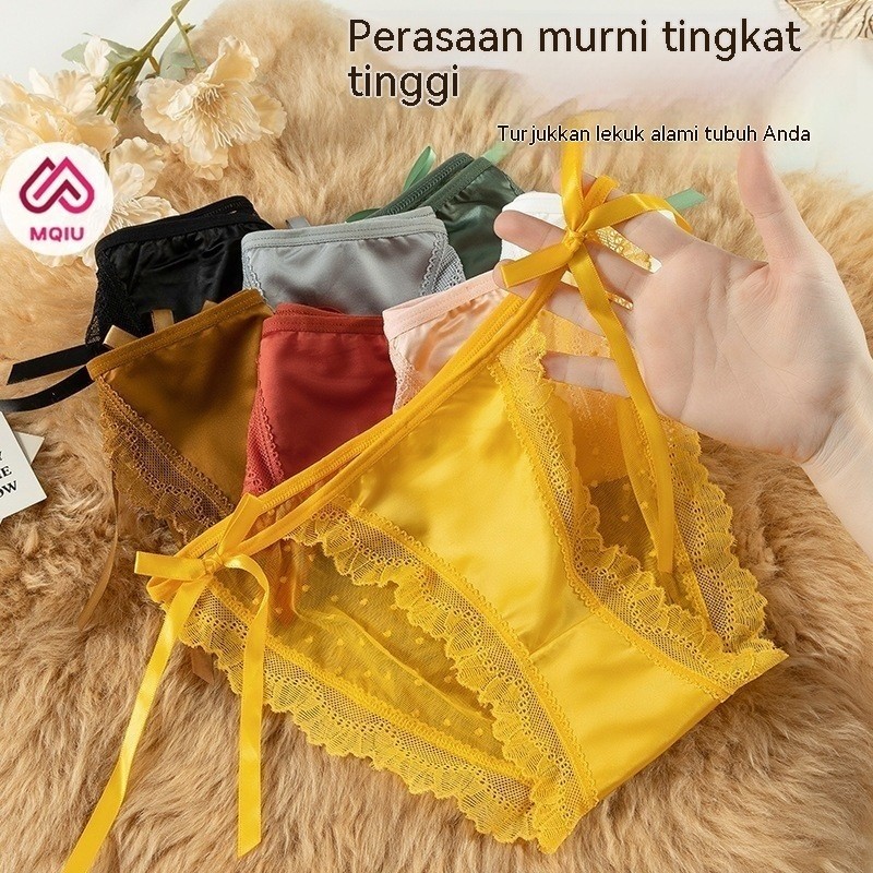 MQIU - Celana Dalam Wanita Renda Seksi CD Renda g string wanita transparan tali samping Lingerie 145