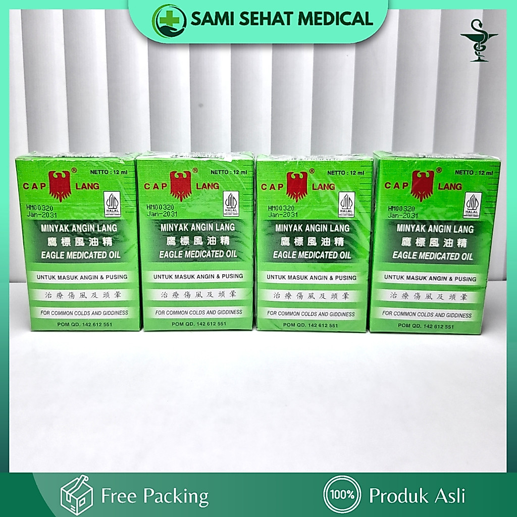 4 Pcs 12 Ml Cap Lang Minyak Angin Lang PPO
