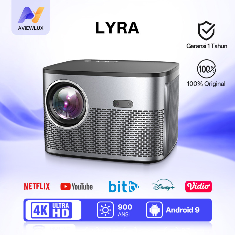 PROMO AVIEWLUX LYRA Smart Proyektor LCD - Android 9 - 900 ANSI  - 4K Decoding - WiFi 6 & Bluetooth 5