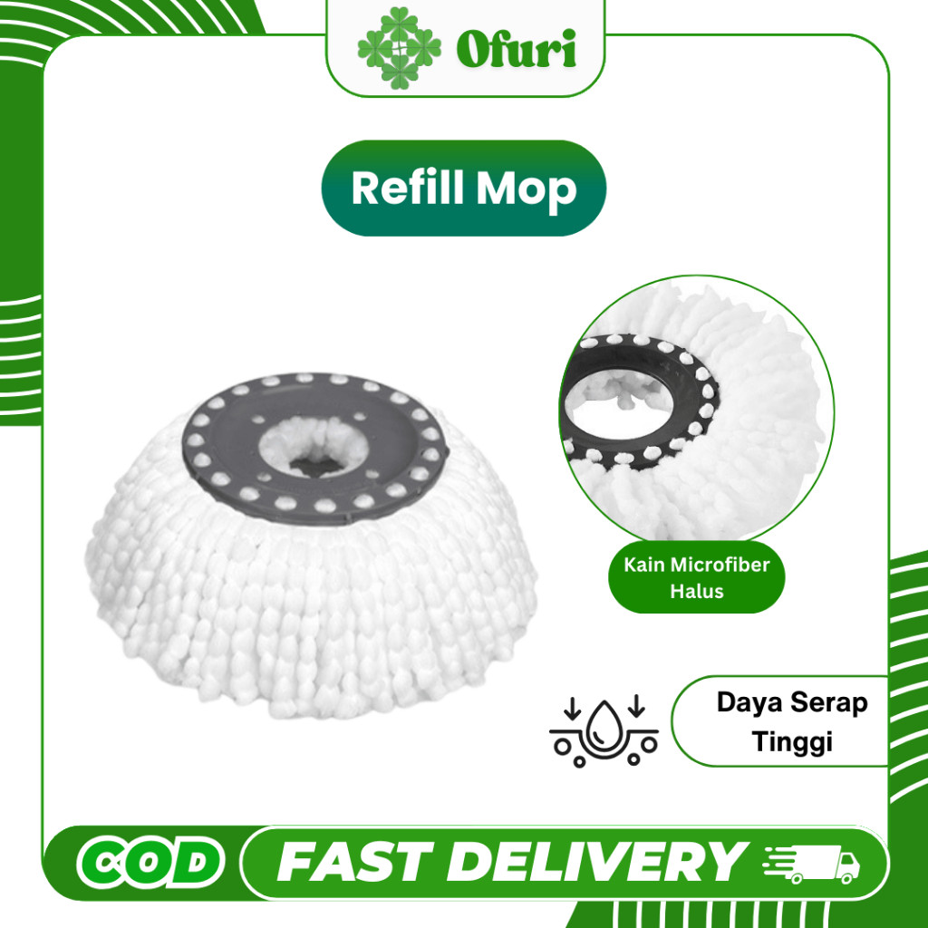 GANDISOP OFURI Refill Mop Kain Pel Pengganti Spin Mop Refill Spin Mop