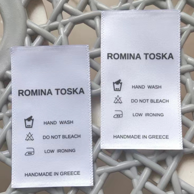 

500PCS Satin Wash Label Custom your text 3 * 5 cm Handmade in Greece Print Care Labels