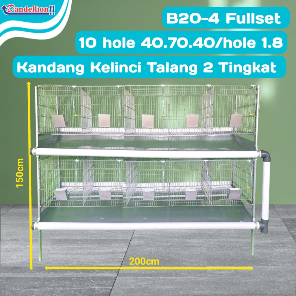 Kandang Hewan Peliharaan| Kandang kelinci galvanis B20-4 (5hole) 2 tingkat