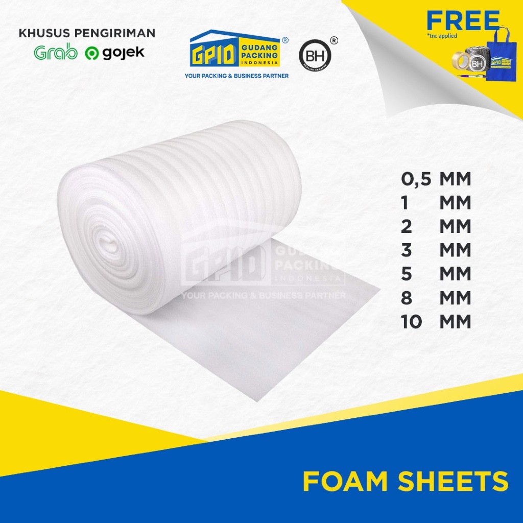 (GOSEND/GRAB) Foam Sheet / Busa Lembaran (0.5 / 1 / 2 / 3 / 4 / 5 / 6 / 8 / 10 mm)