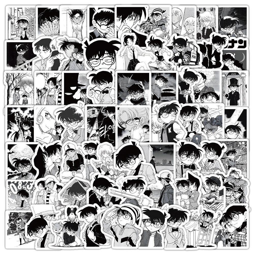 

10/30/50/100pcs Anime Detective Conan Stickers Cool Black White Graffiti Decals DIY Phone Notebook Stationery Manga Decals Pack