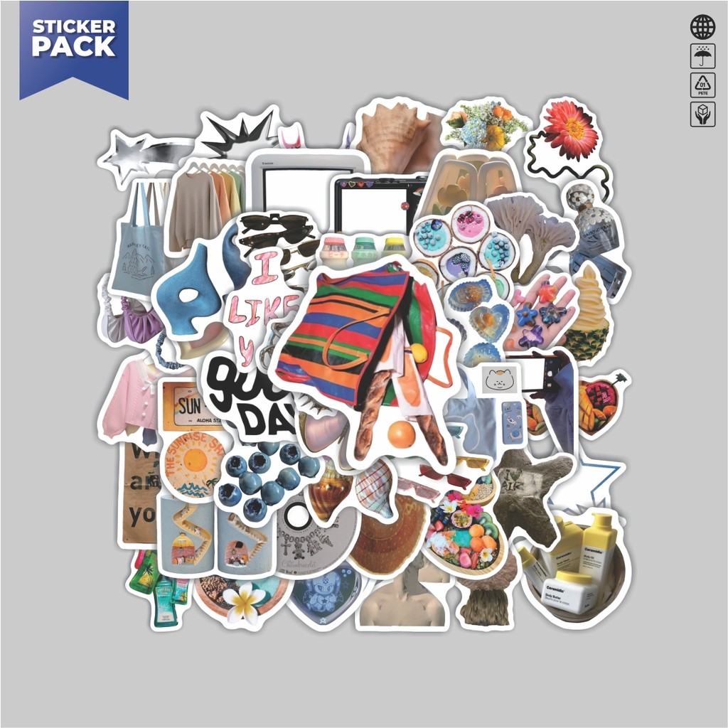 

[100PCS]Stiker Pack Stiker Aesthetic Retro Whimsy Vibes Aesthetic Vinyl Anti Air Dekorasi Sticker Laptop Buku Journal Koper Helm Casing HP Gitar Helm Skateboard