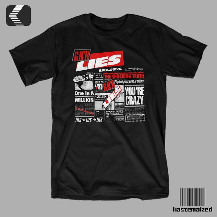 (COD) Kaos Band GUNS N ROSES - LIES BLACK TEES - GNR