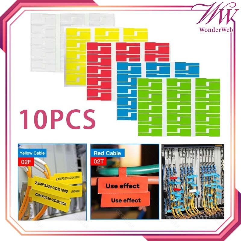 

New 10lembar Stiker Label Kabel Jaringan 300pcs Cable Tag Sticker Anti Air Penanda Kabel ListrikPremium