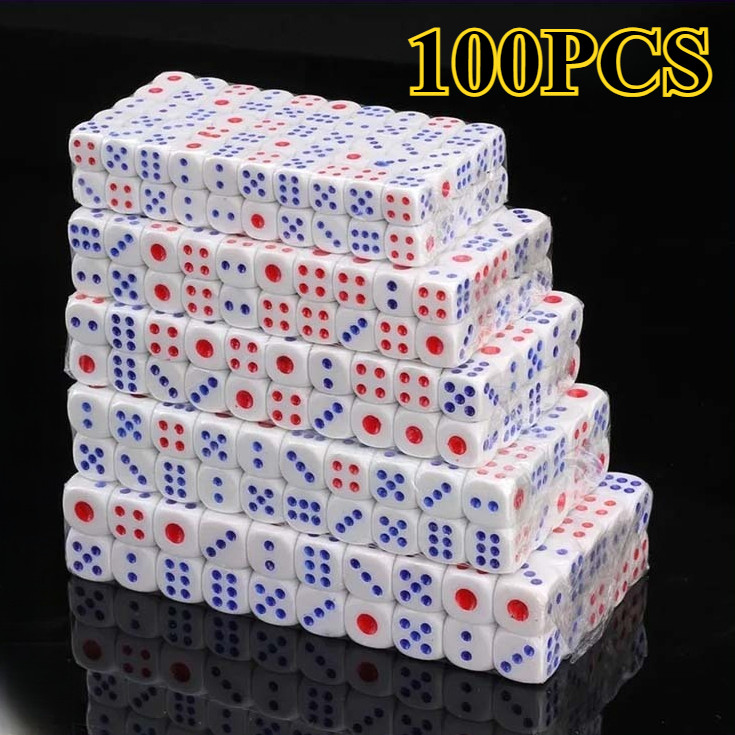 100Pcs Barang Plastik Dadu Polyhedral Dice Mainan Dadu Permainan Dadu Dadu Kocok Plastic Dice