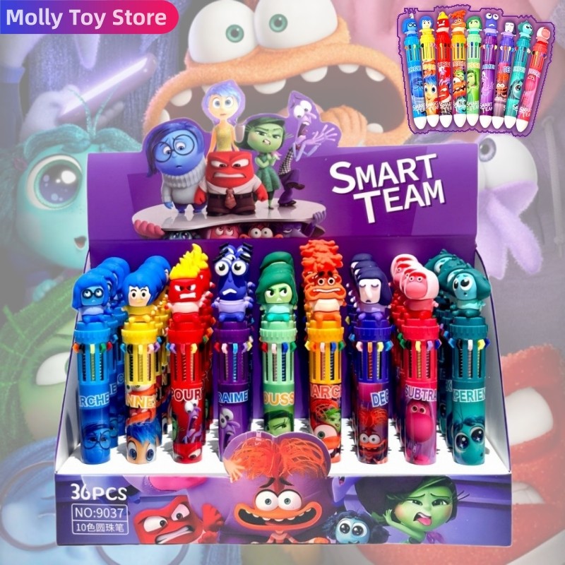 

9/36pcs Disney Cartoon Inside Out Doll 10 Colors Ballpoint Pen Cute Gel Pen Student Supplies Stationery Wholesale Gifts