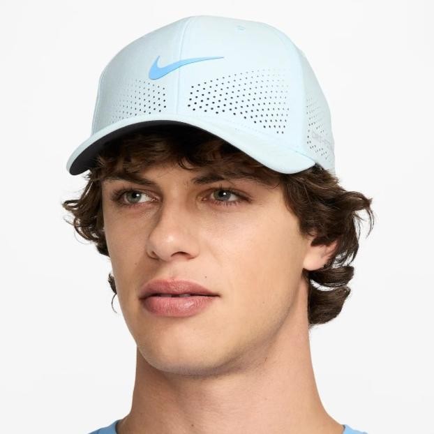 (100% ORIGINAL) Nike Dri-FIT ADV Rise Structured SwooshFlex Cap Glacier Blue Anthracite University B