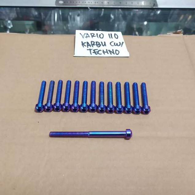 Baut Titanium Gr 5 Set Bak CVT Honda Vario 110 Karbu CW dan Techno