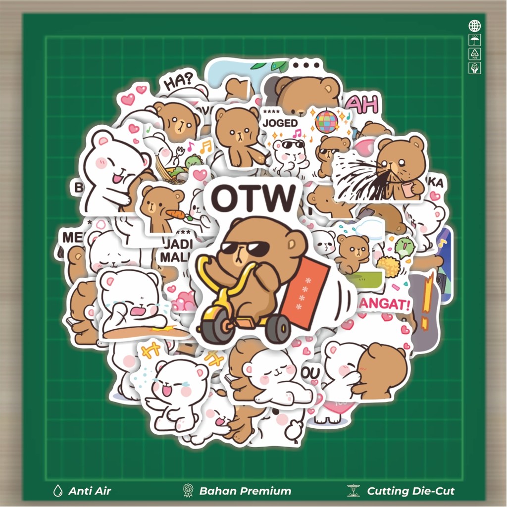 

HOT 50 PCS STIKER Stiker Bear Milk & Mocha Stiker Fashion Cars Decal Dingin Kartu Album Custom Vinyl Anti Air- Sticker Aesthetic Buku Journal Koper Casing HP Tablet Laptop Helm Motor Botol Minum