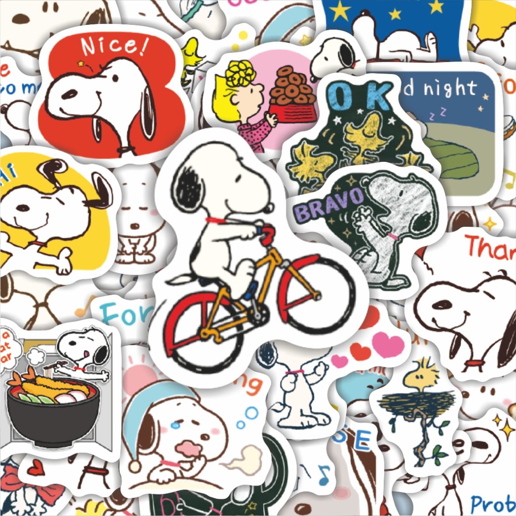 

100PCS Lucu Stiker Kartun Snoopy V34 Stiker Aesthetic Stiker Anti Air Stikers Berperekat Waterproof sticker decal buat Motor Helm Buku Journal Koper Casing HP Laptop Botol Minum Hadiah anak