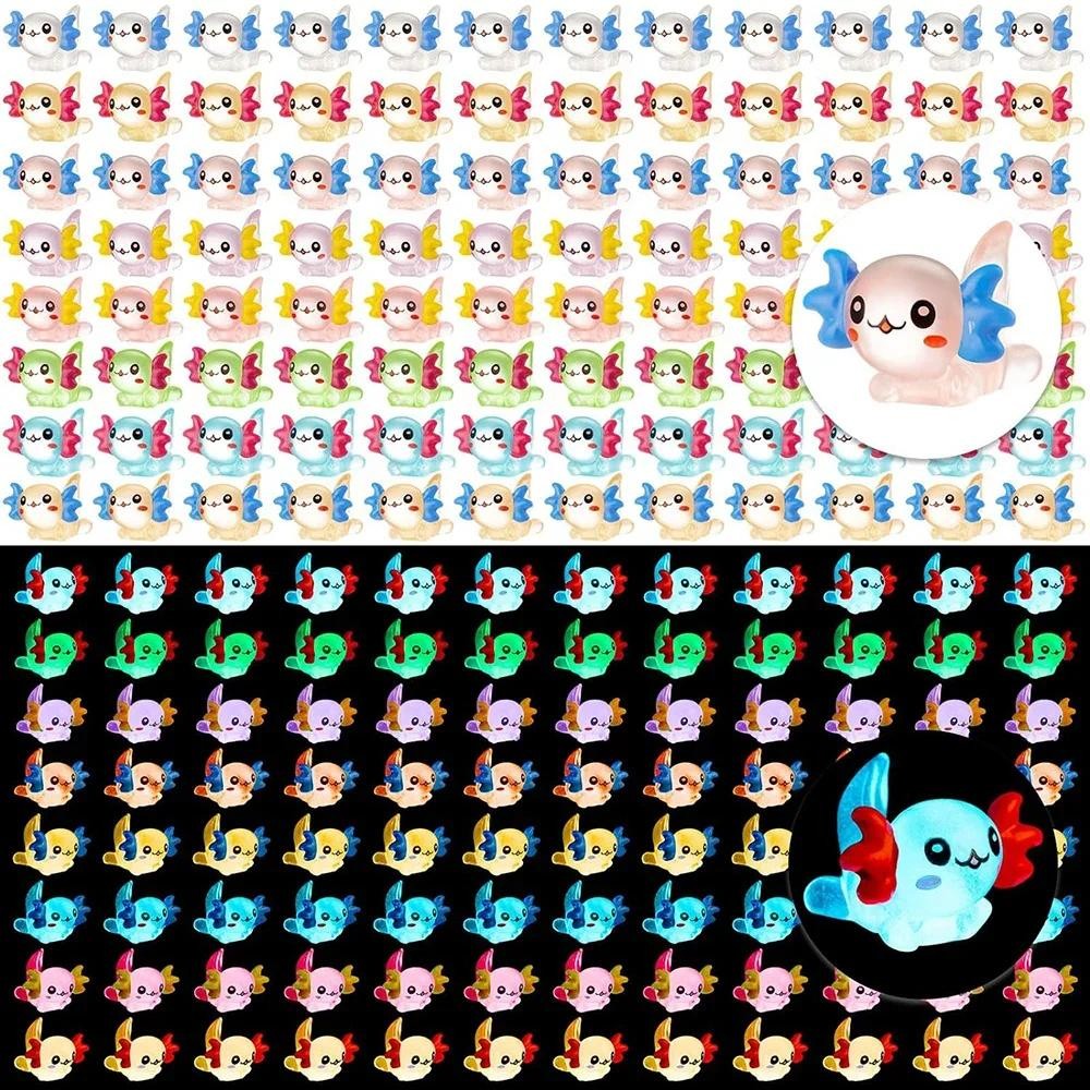 96Pcs Luminous Mini Resin Axolotl Miniature Axolotl Figurine Tiny Axolotl Ornament for Garden Landsc