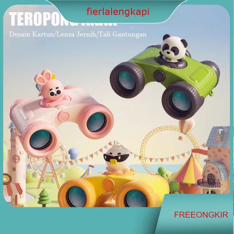 KOOOL Binoculars Teropong Anak Motif Kartun Lucu 8x25 Teleskop Lensa Ganda Portable