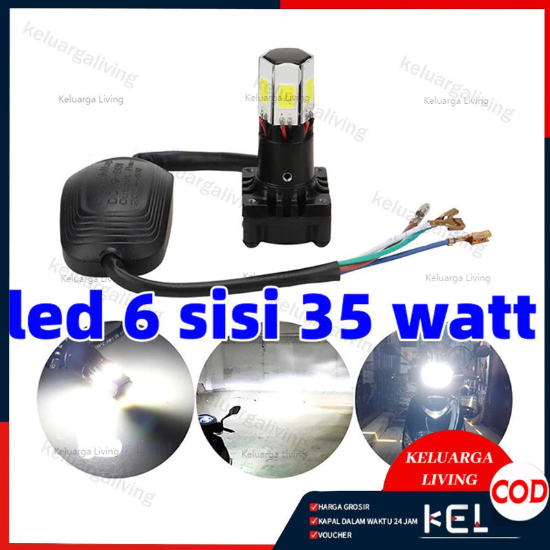 Lampu Led Motor 6 Sisi M02E Bergaransi Original 35 Watt/Lampu LED Motor H4 H6 6 Sisi M02E Original B